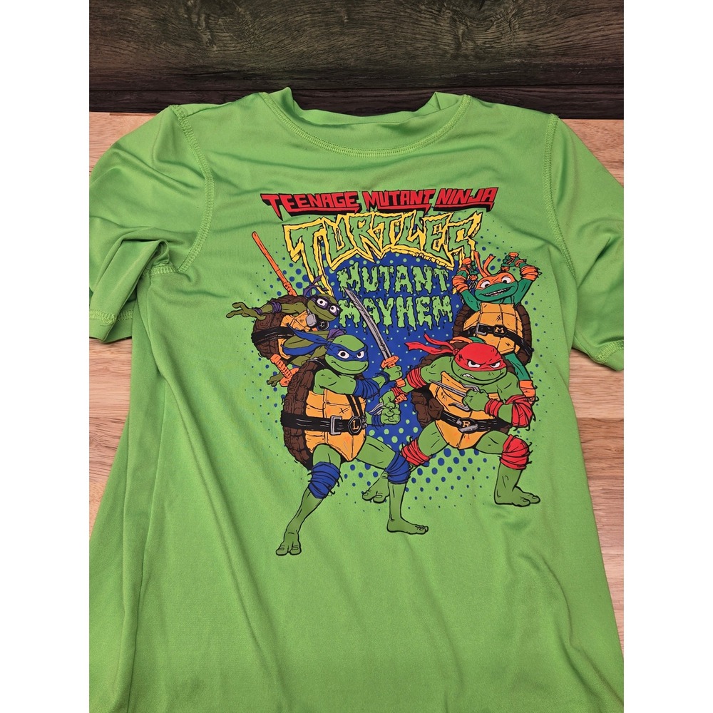 TMNT Mutant Mayhem Boys Graphic Tee Neon Green Shirt 6/7 Nickelodeon OTN003BBBWT